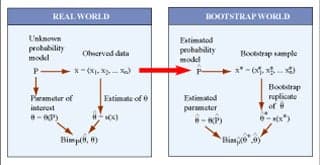 Translation from the real world to the bootstrap world.